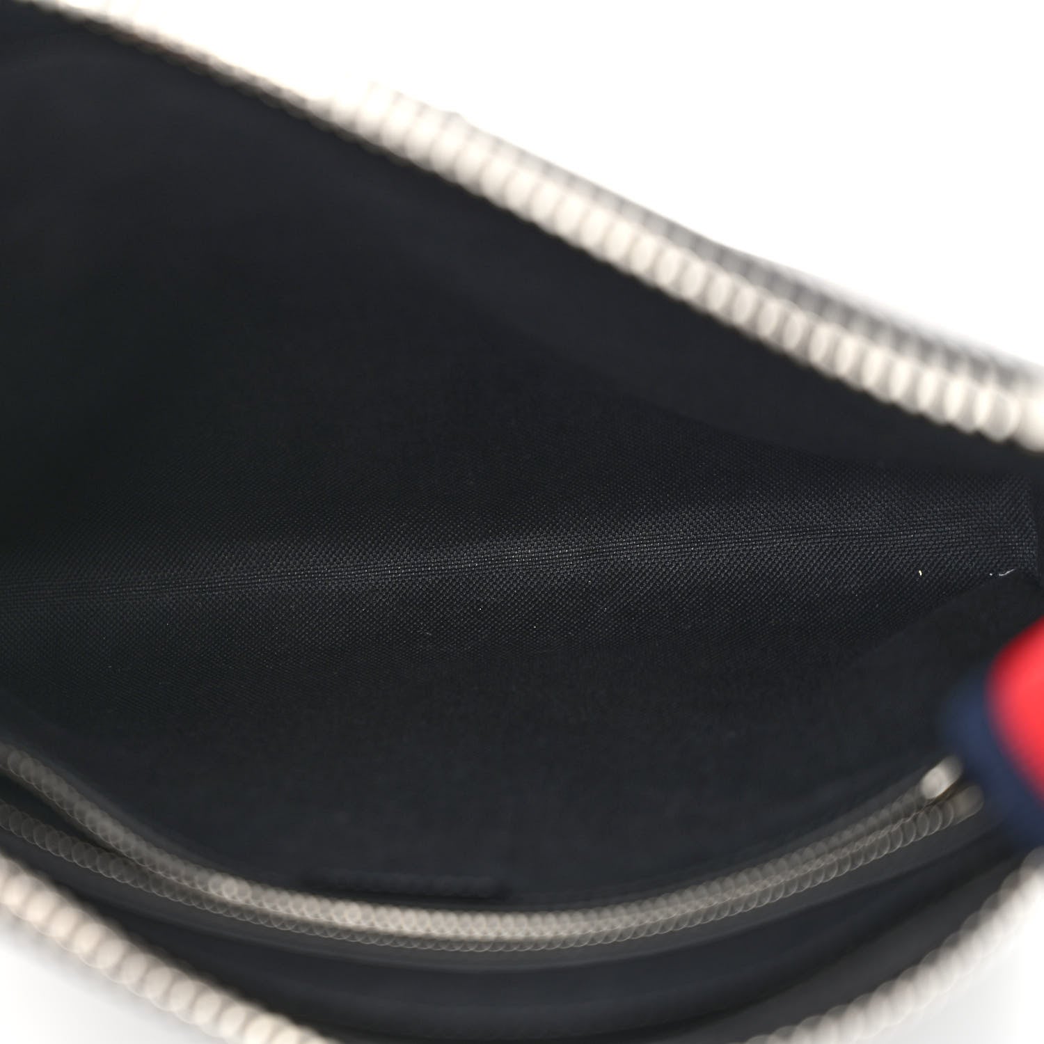 Gucci GG Supreme Monogram Appia Calfskin Web Flat Messenger Bag Black Grey 5 of 9
