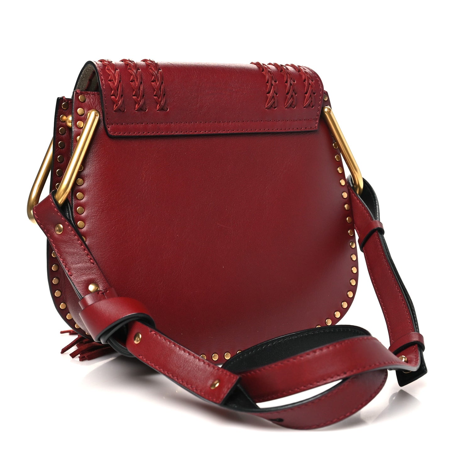Calfskin Braided Small Hudson Shoulder Bag Sienna Red