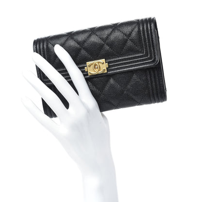 Chanel Caviar Quilted Medium Boy Flap Wallet Black 2 of 10
