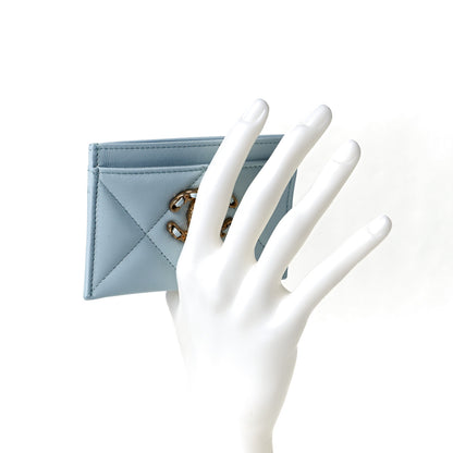 Chanel Lambskin Quilted Chanel 19 Card Holder Light Blue 5 of 6