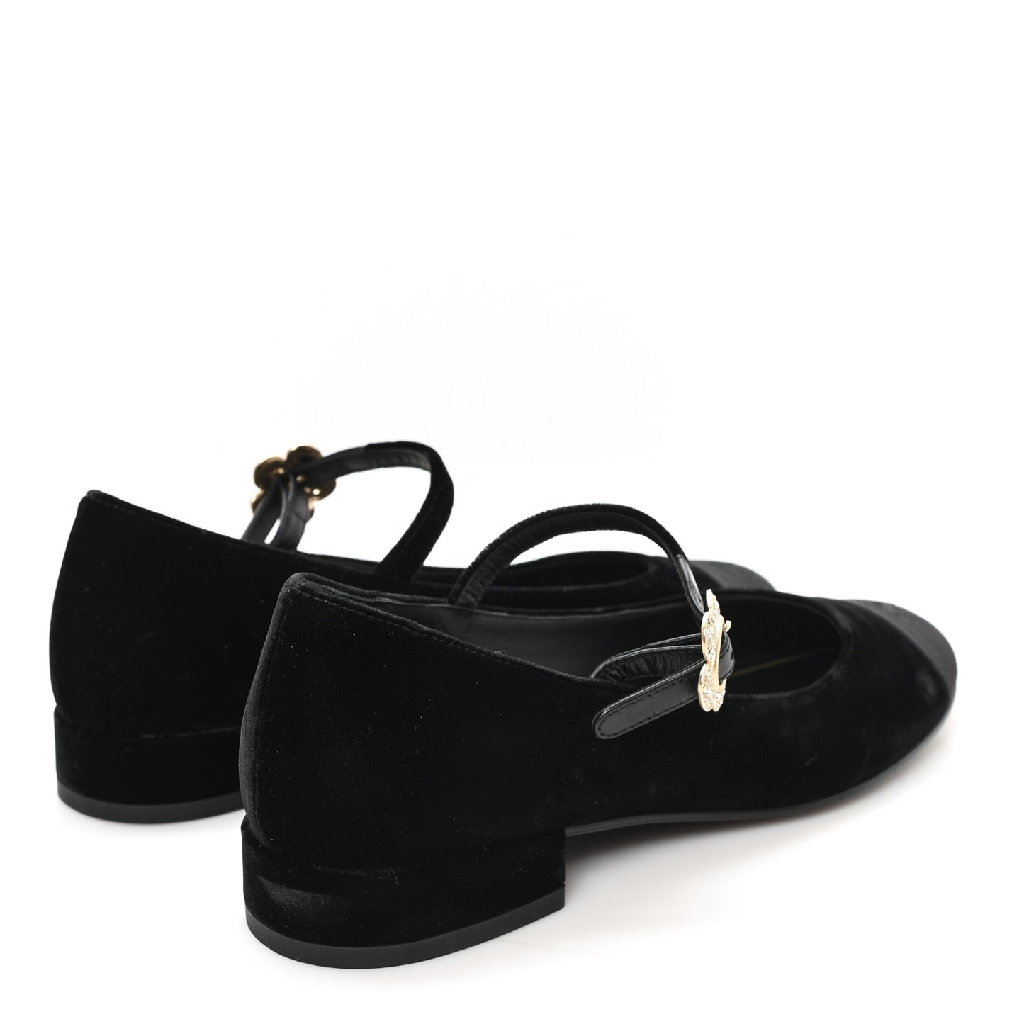 Velvet Grosgrain Mary Jane Flats 37 Black
