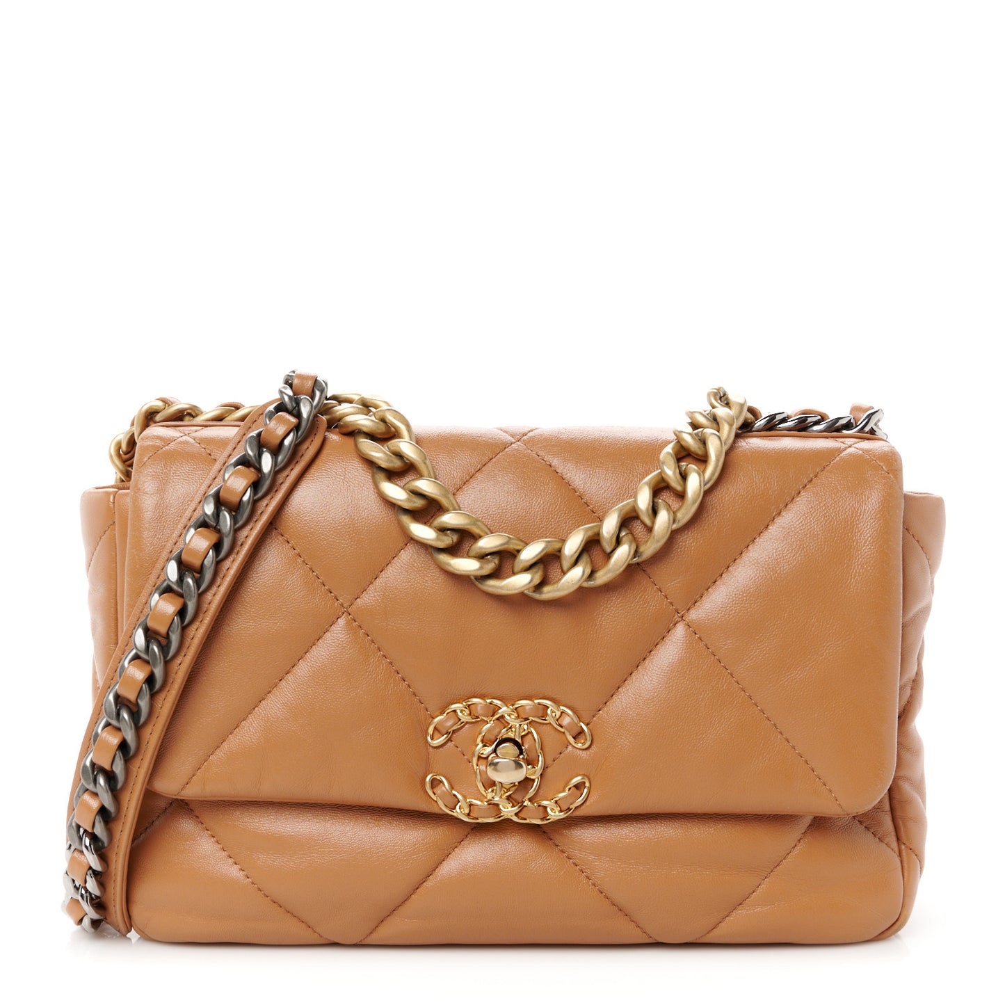 Lambskin Quilted Medium Chanel 19 Flap Brown