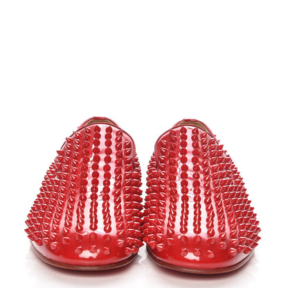 Christian Louboutin Patent Rollerboy Spikes Flat Loafers 42 Red 2 of 7
