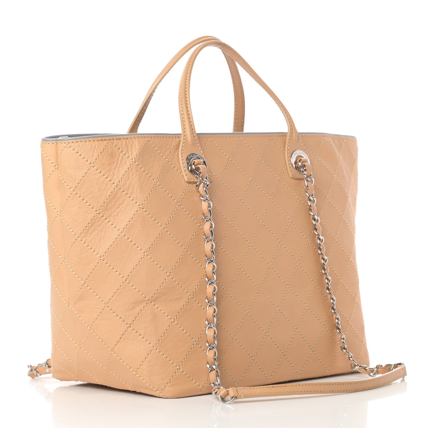 Chanel Calfskin Stitched Medium Shopping Tote Beige 3 of 16
