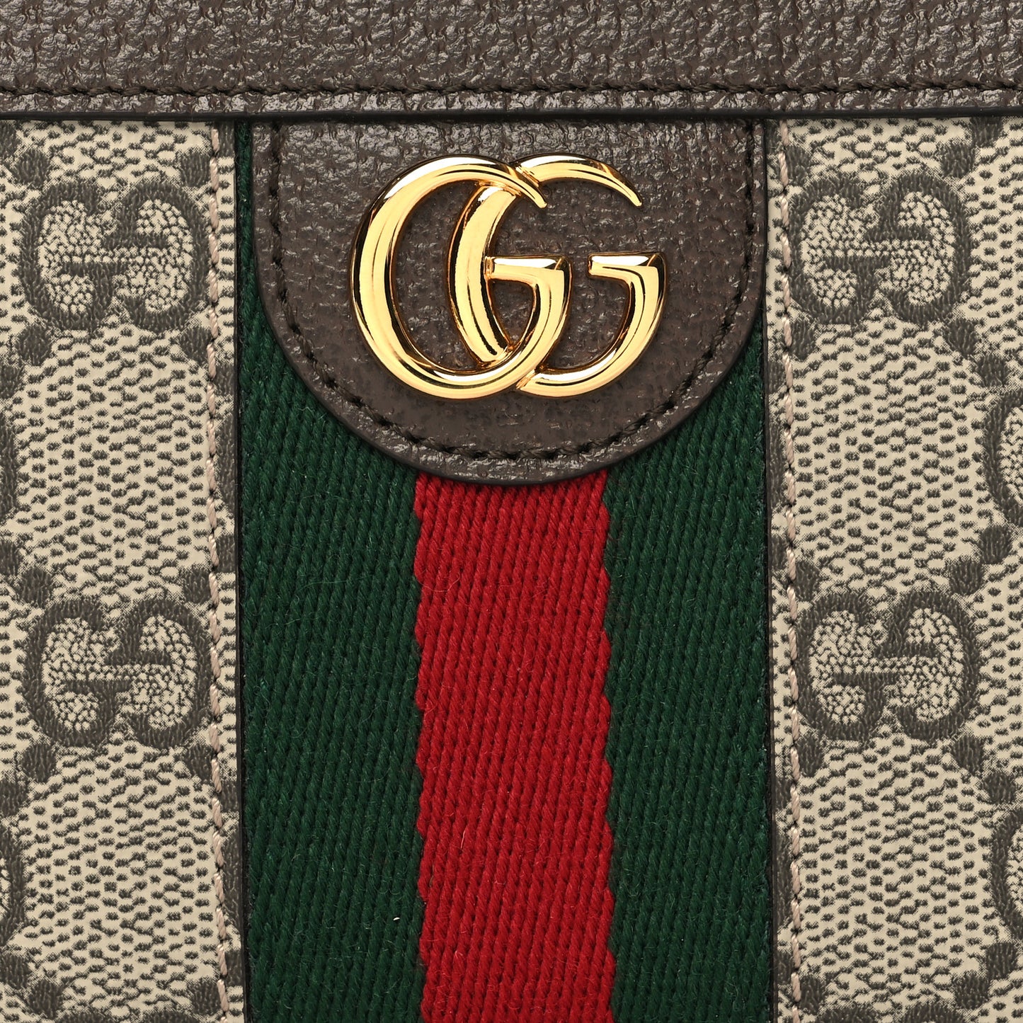 GG Supreme Monogram Web Ophidia Zip Around Wallet Brown