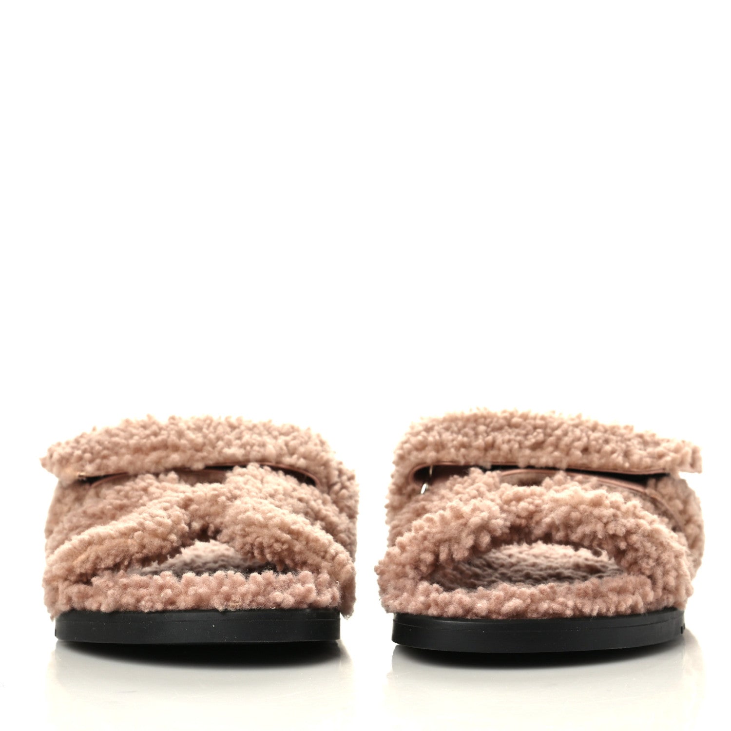 Hermes Woolskin Womens Chypre Sandals 37.5 Bois De Santal 2 of 9