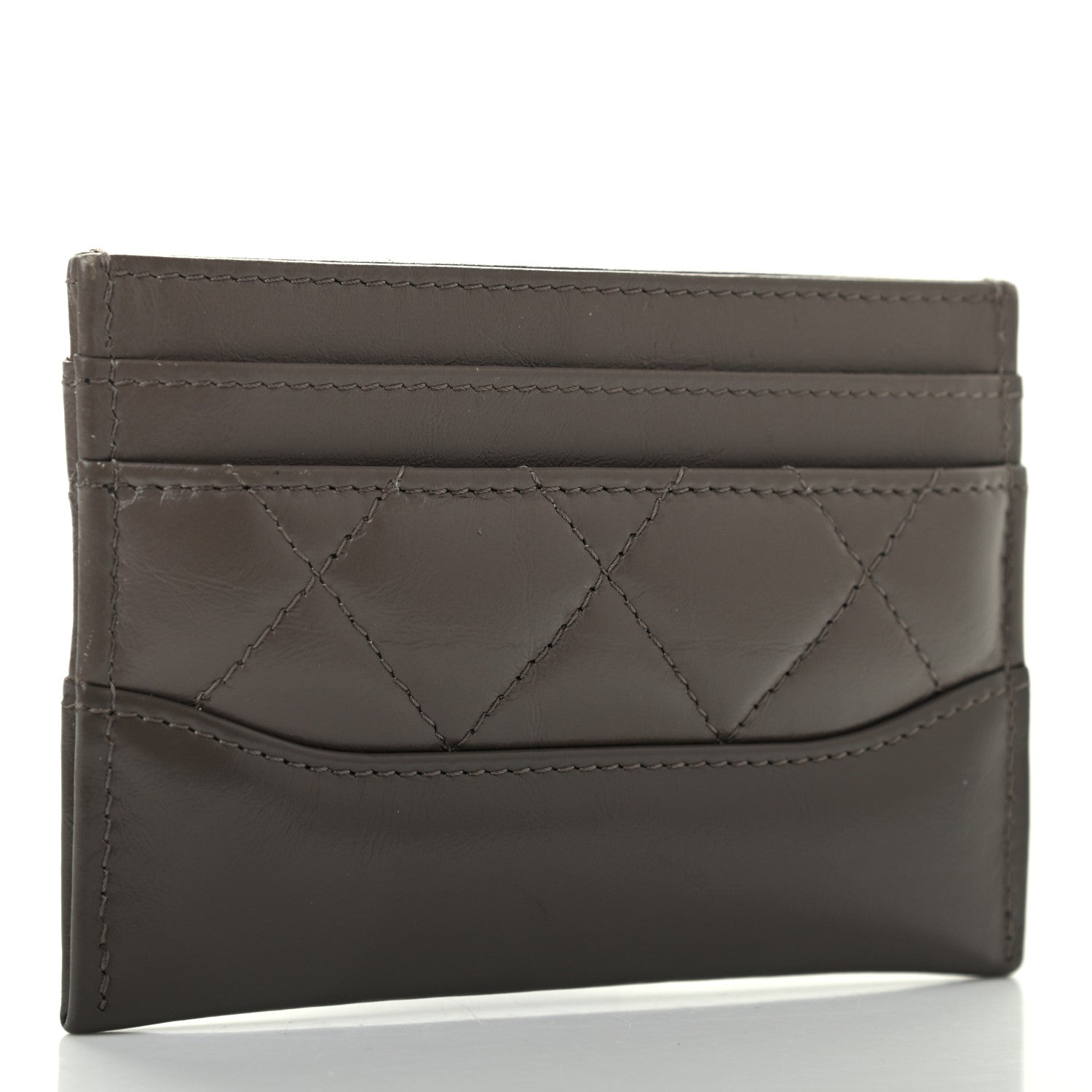 Chanel Aged Calfskin Quilted Gabrielle Card Holder Wallet Grey 3 of 8