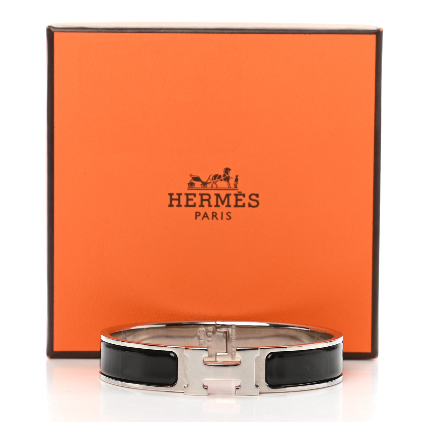 Enamel Narrow Clic Clac H Bracelet GM Black