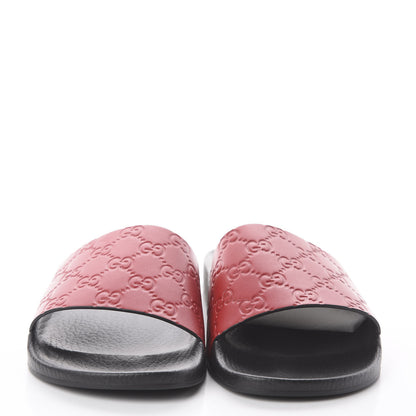 Gucci Guccissima Signature Womens Slide Sandals 41 Hibiscus Red 3 of 6