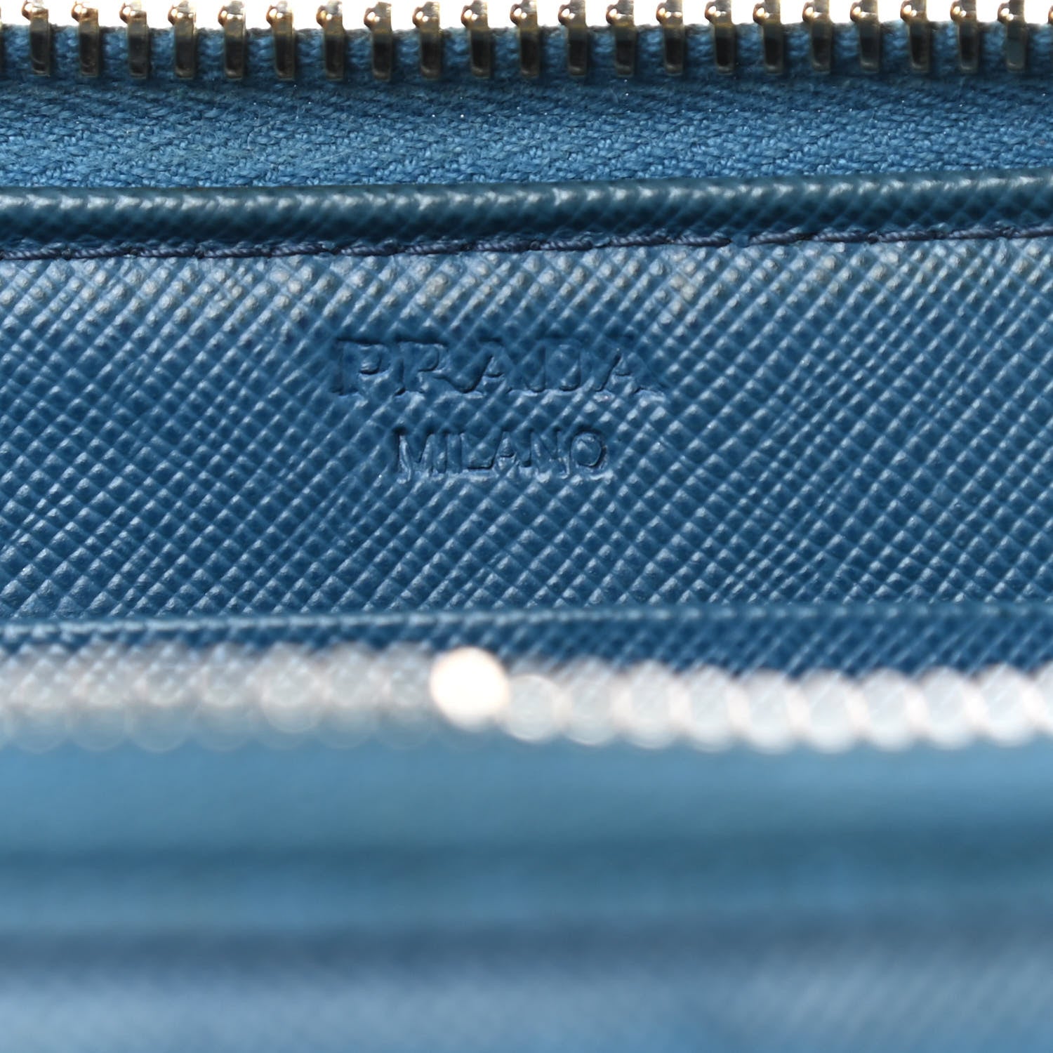 Prada Saffiano Zip Around Wallet Cobalto 8 of 11