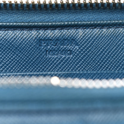 Prada Saffiano Zip Around Wallet Cobalto 8 of 11