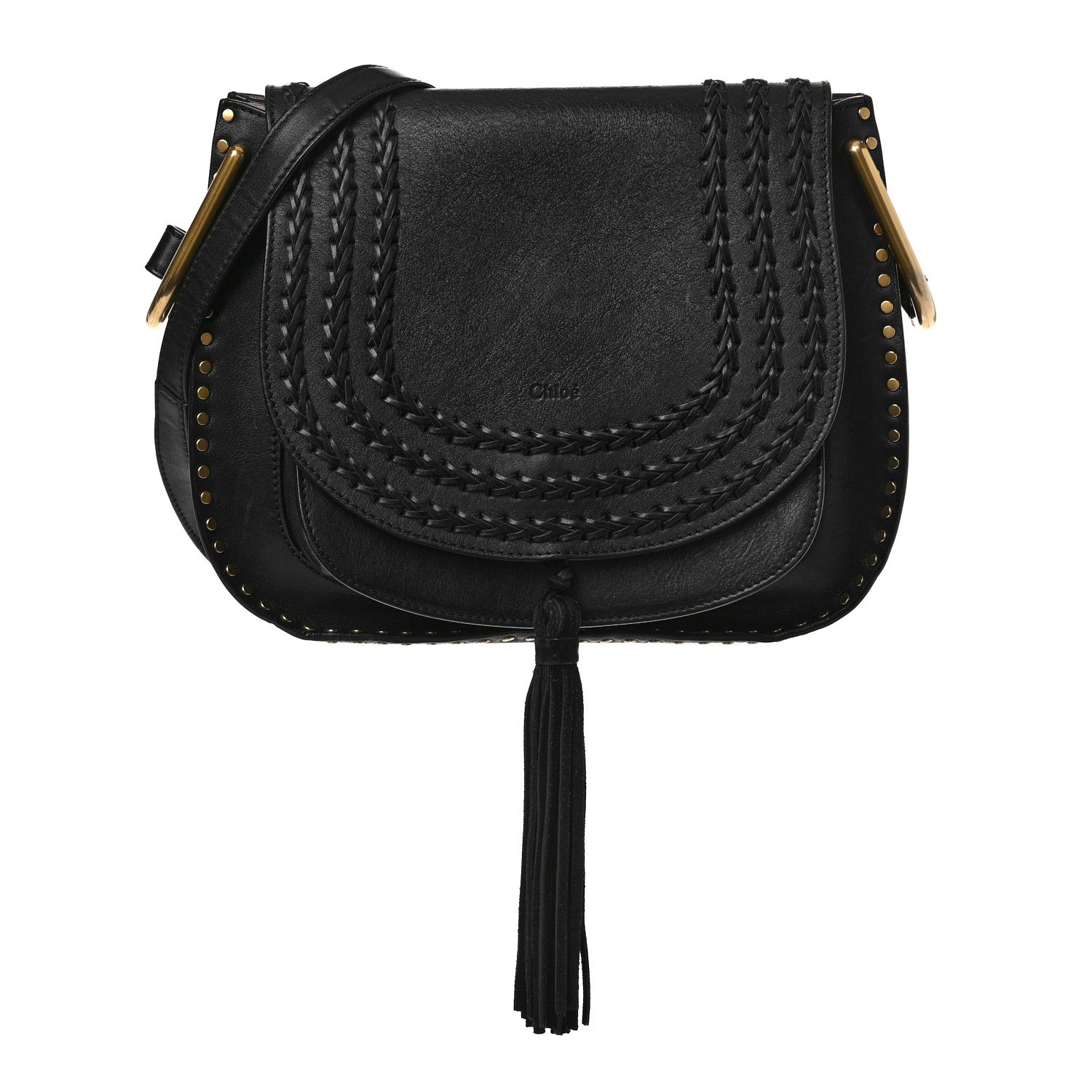 Chloe Calfskin Braided Medium Hudson Shoulder Bag Black 1 of 8