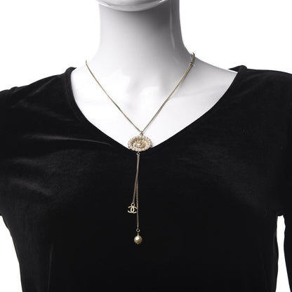 Chanel Pearl Crystal CC Necklace Gold 2 of 4