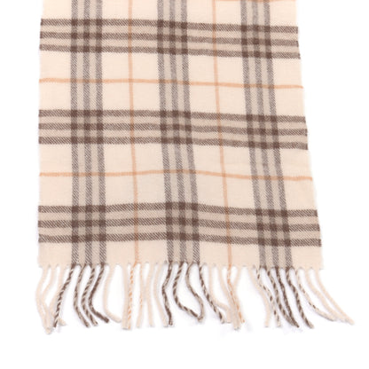 Burberry Lambswool Check Fringe Scarf Beige 3 of 4