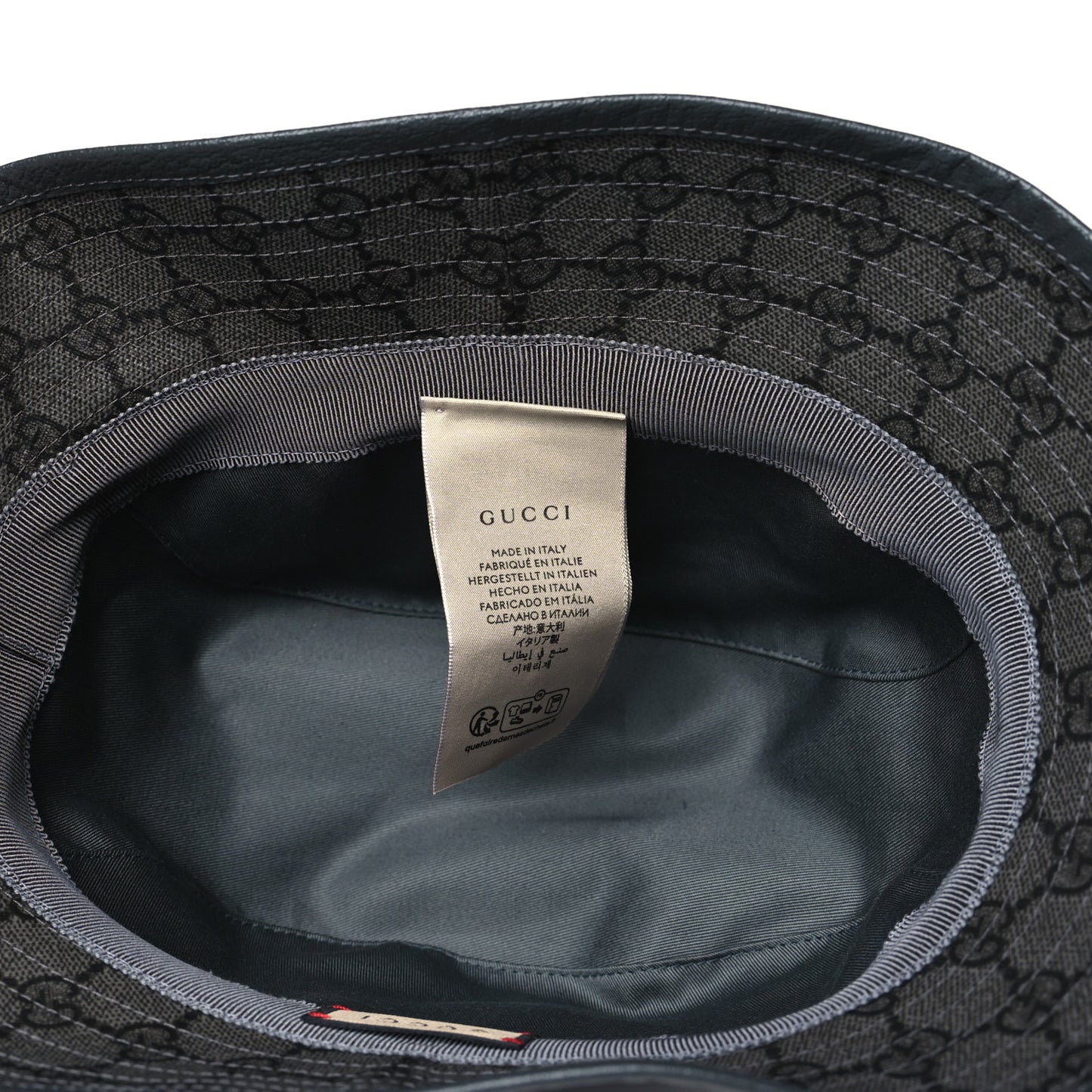 GG Supreme Monogram Textured Dollar Calfskin GG Blackie Fedora Hat M Grey Black Graphite