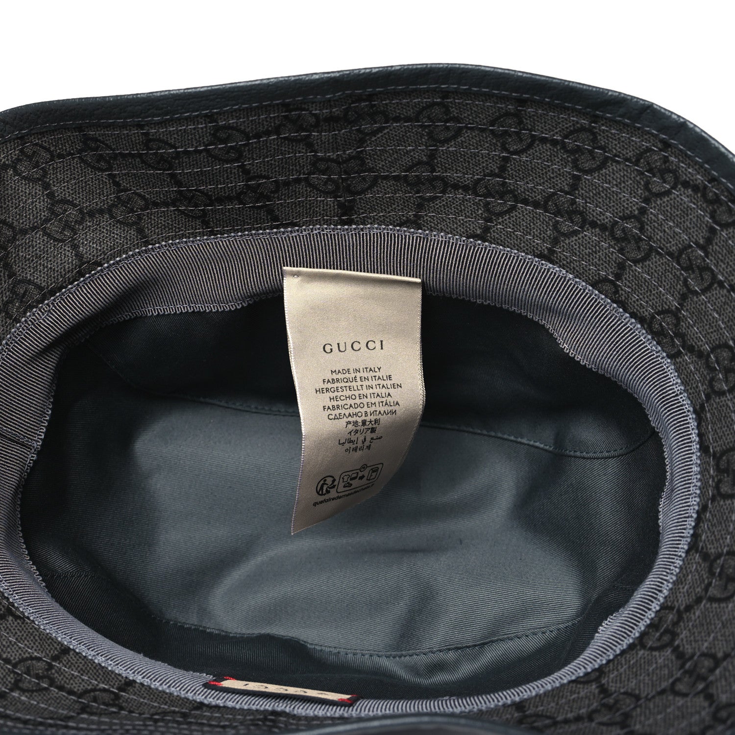 Gucci GG Supreme Monogram Textured Dollar Calfskin GG Blackie Fedora Hat M Grey Black Graphite 6 of 7