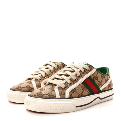 Gucci GG Monogram Web Womens 1977 Tennis Sneakers 38 Beige Ebony Mystic White 3 of 8