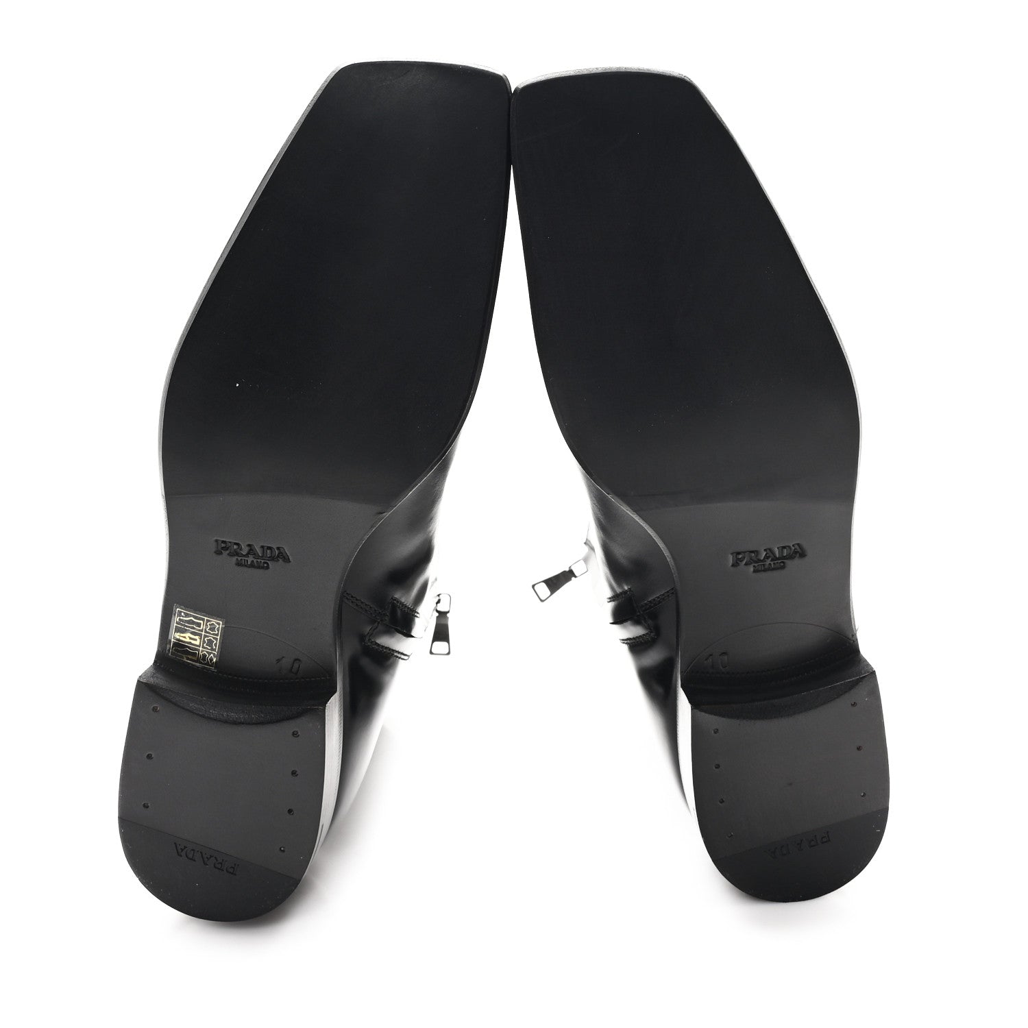 Prada Spazzolato Sfumato Mens Square Toe Ankle Boots 10 Black Argento 6 of 9