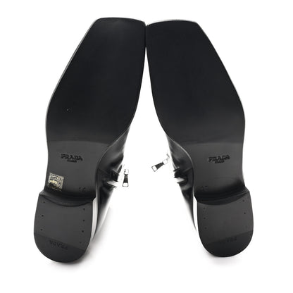 Prada Spazzolato Sfumato Mens Square Toe Ankle Boots 10 Black Argento 6 of 9