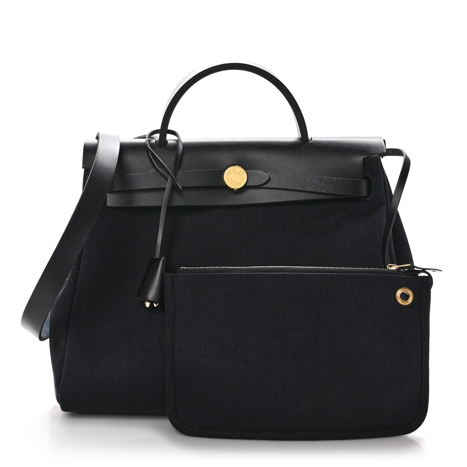 Hermes Military Toile Vache Hunter Herbag Zip Retourne 31 PM Black 3 of 11