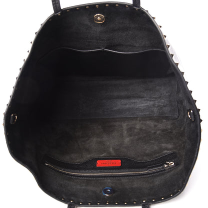 Valentino Garavani Grained Calfskin Rockstud Shoulder Tote Black 5 of 9