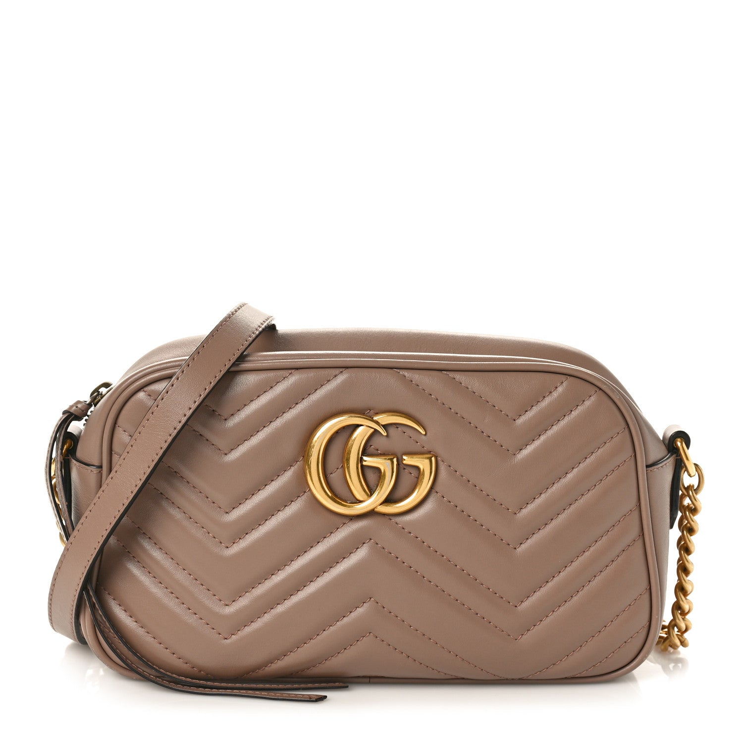 Gucci Calfskin Matelasse Small GG Marmont Chain Shoulder Bag Porcelain Rose 1 of 13
