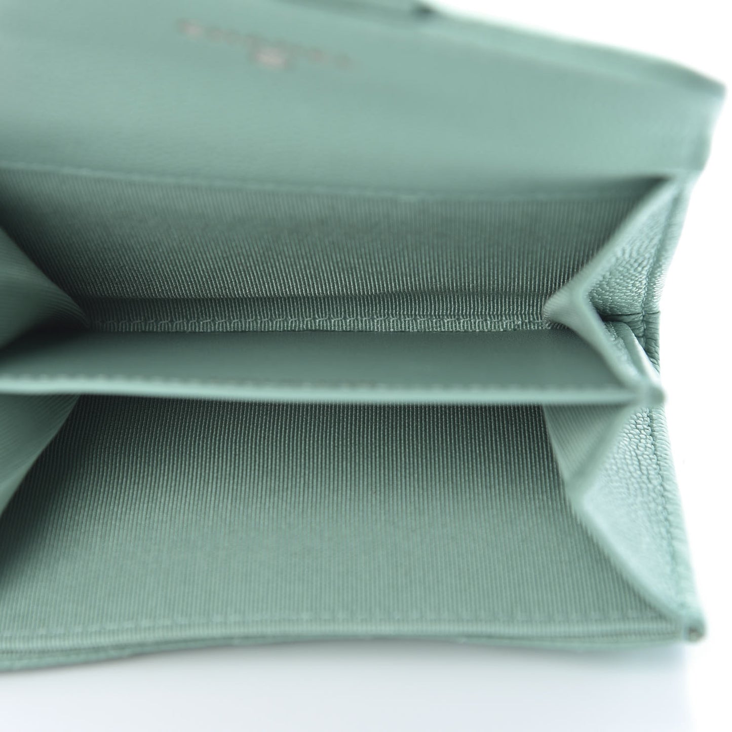 Caviar Quilted Flap Card Holder Wallet Light Blue