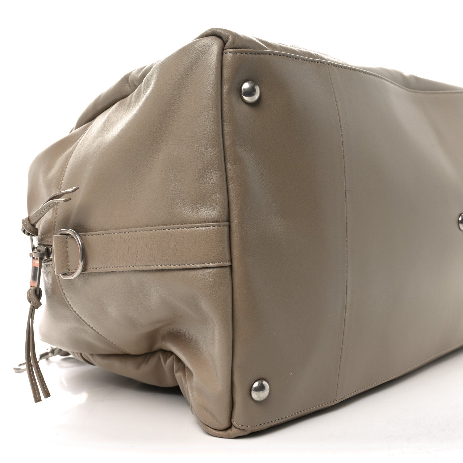 Saint Laurent Lambskin Embossed Logo Holdall Bag Beige 9 of 10
