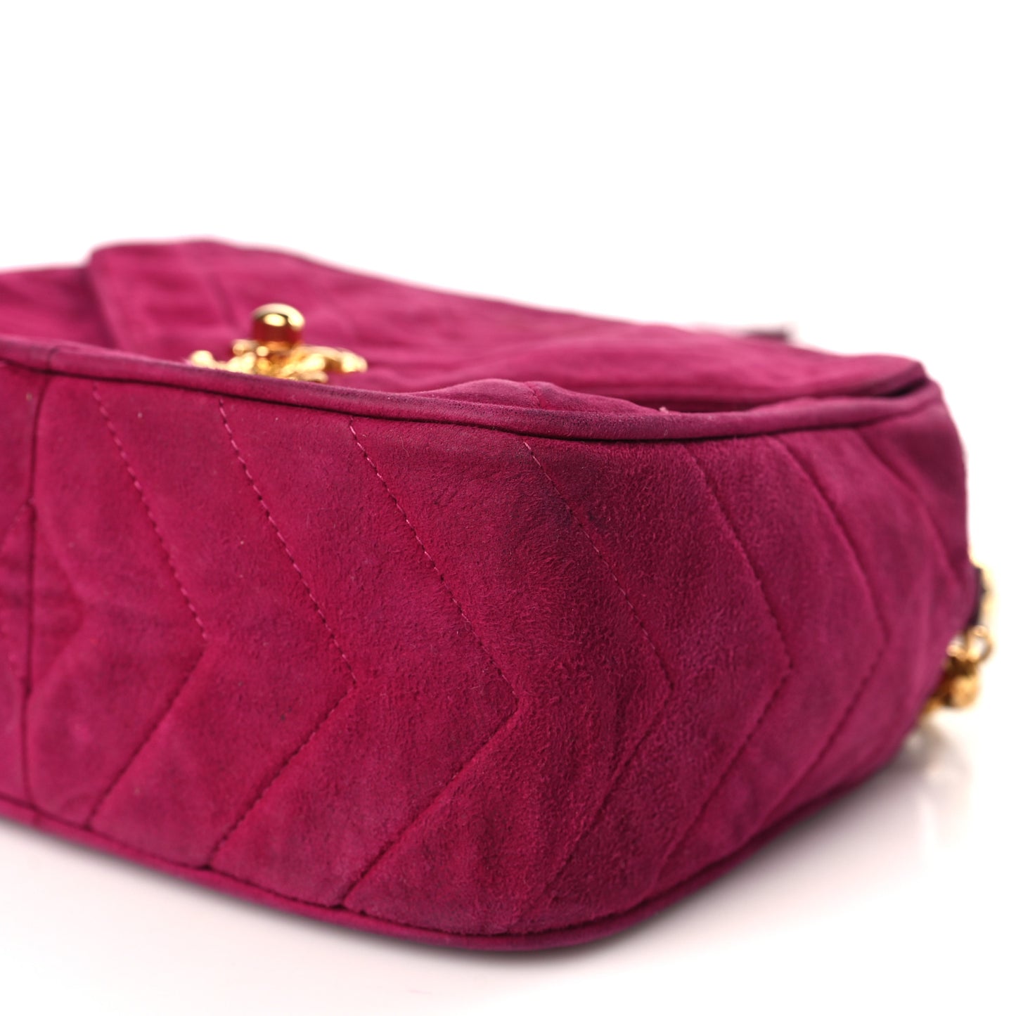 Suede Chevron CC Tassel Camera Bag Dark Pink