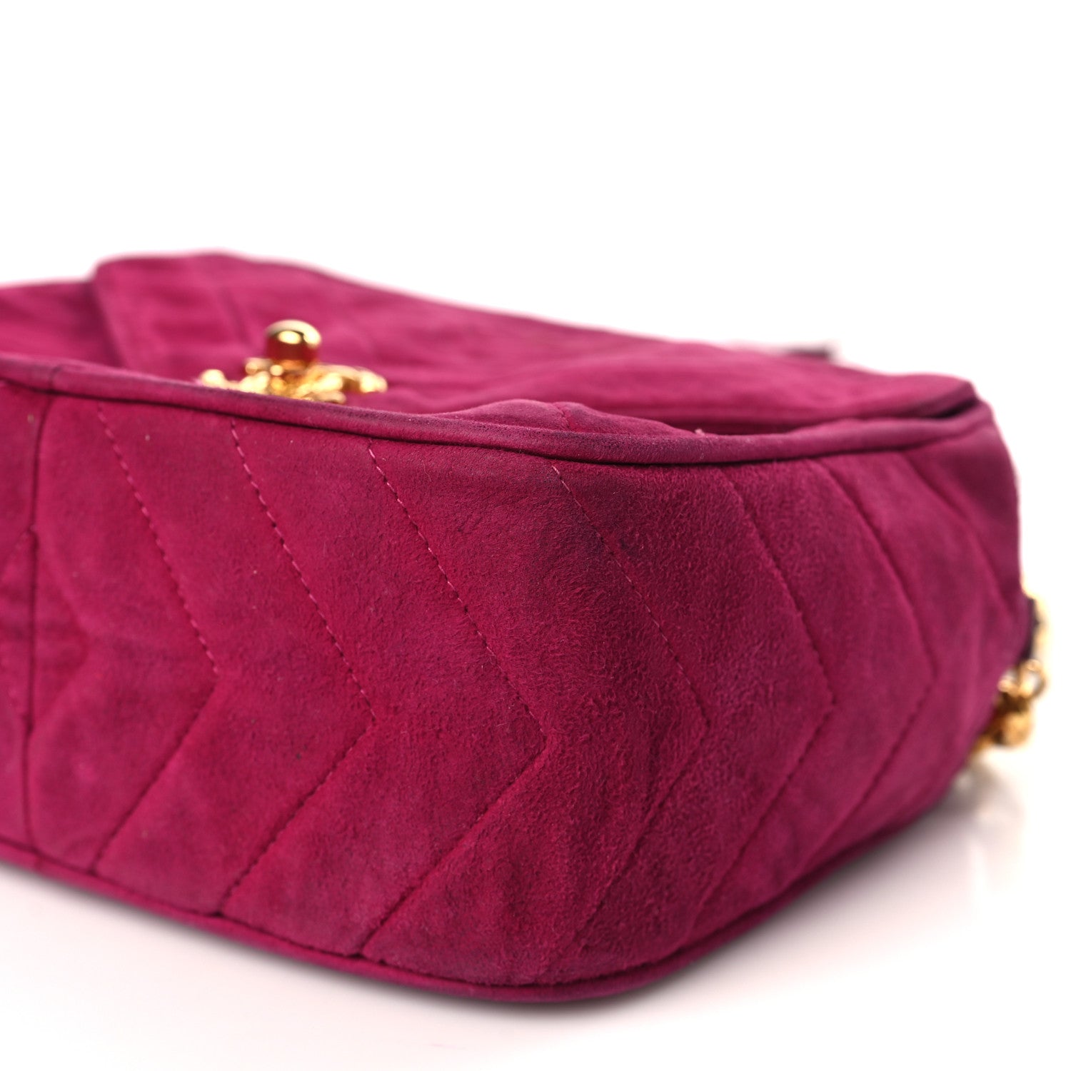 Chanel Suede Chevron CC Tassel Camera Bag Dark Pink 10 of 12