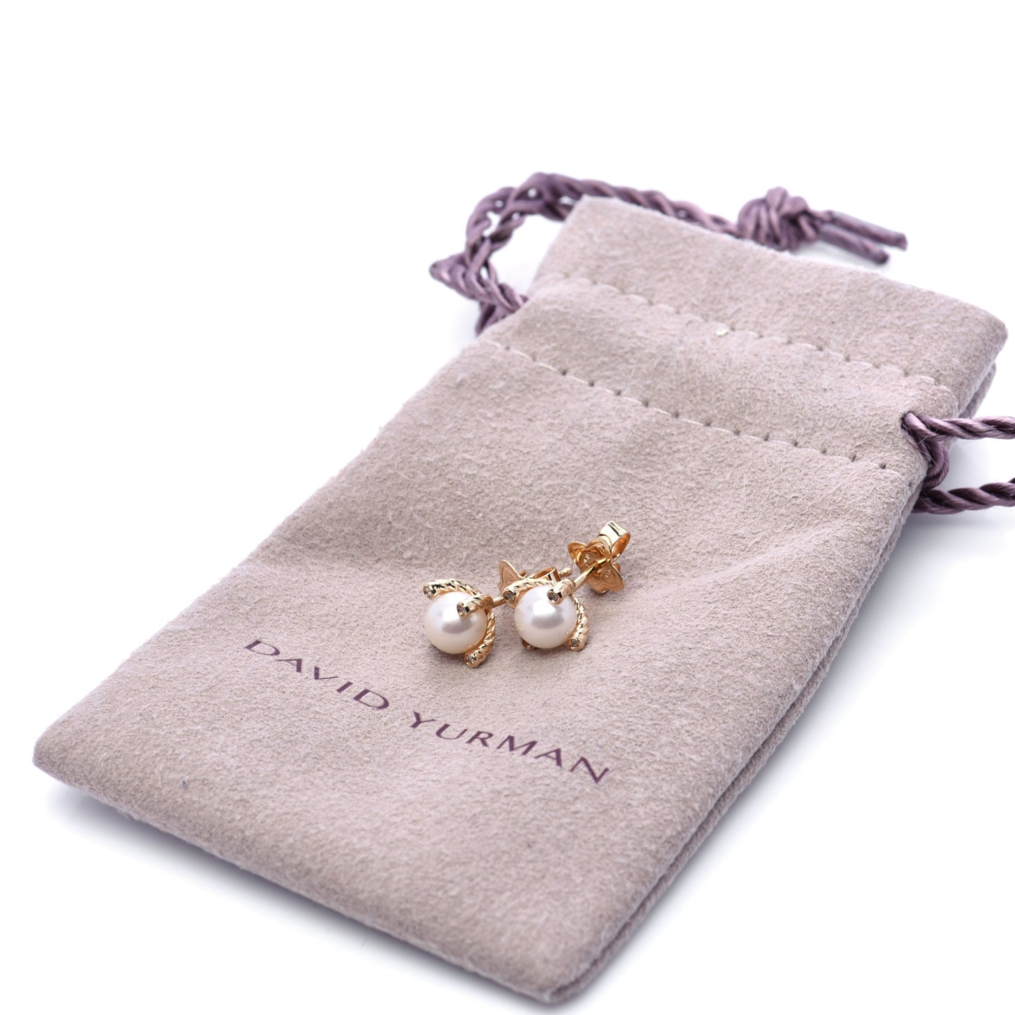 18K Yellow Gold Diamond Pearl 6mm Solari Earrings