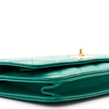 Chanel Lambskin Quilted Trendy CC Wallet On Chain WOC Green 9 of 10