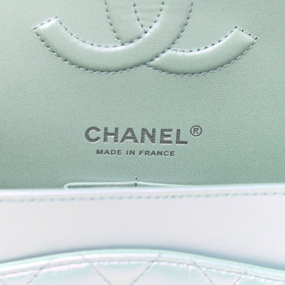 Chanel Iridescent Calfskin Quilted Medium Double Flap Light Blue 6 of 12