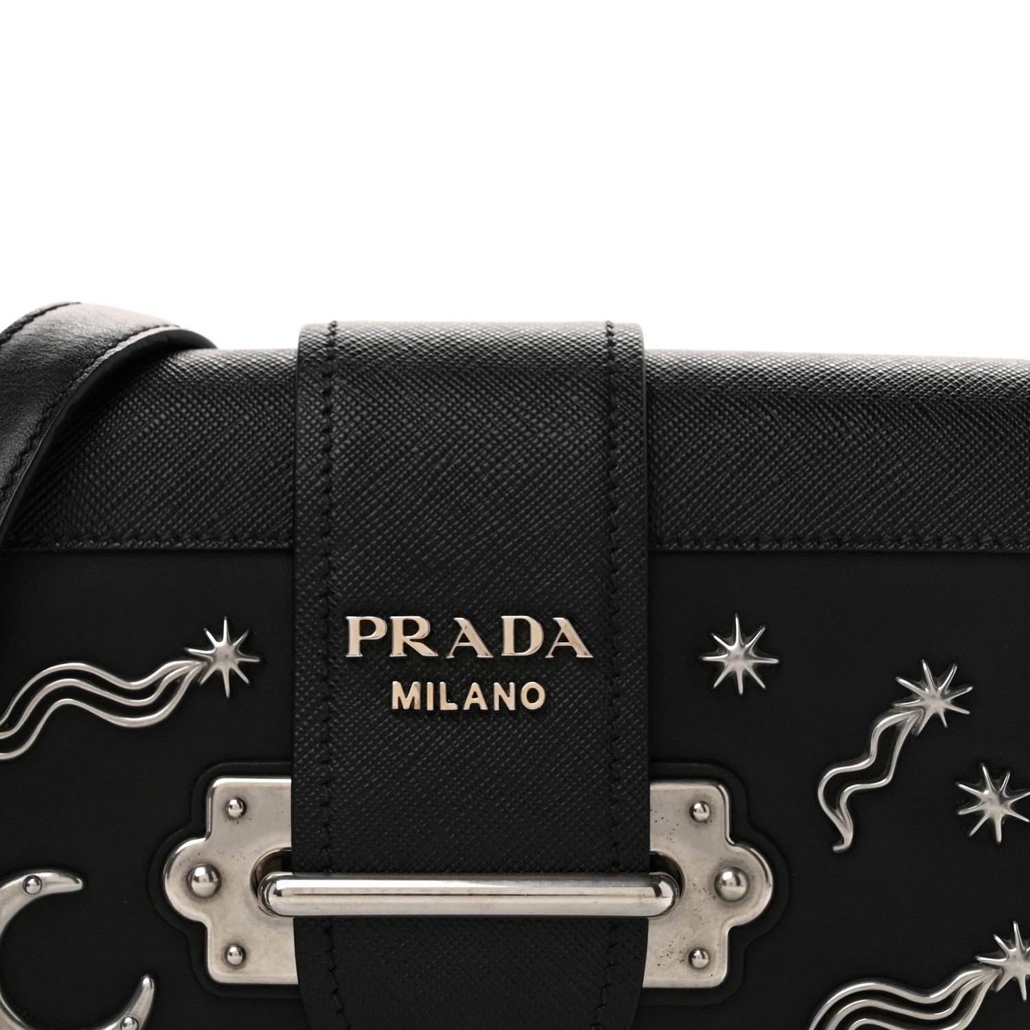 Prada City Calf Saffiano Cahier Astrology Bag Black 8 of 11