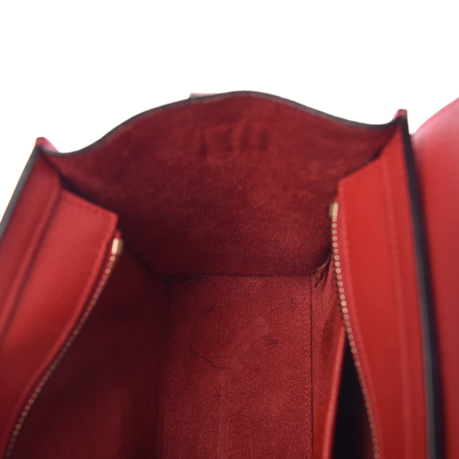 Celine Drummed Calfskin Nano Luggage Coquelicot 7 of 12