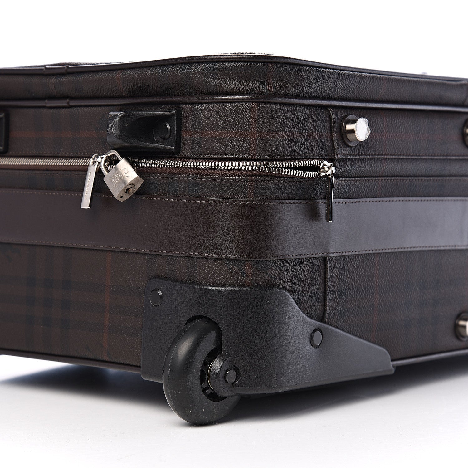 Burberry Smoked Haymarket Check Carry-On Suitcase Chocolate 12 of 15