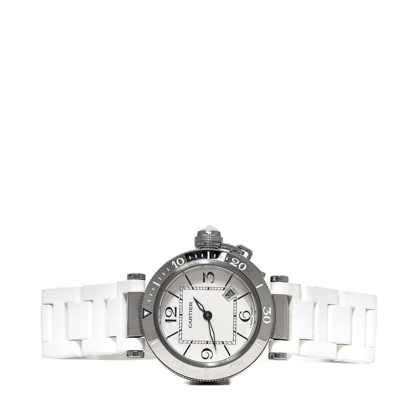 Stainless Steel Rubber 33mm Pasha C Seatimer Quartz Watch White