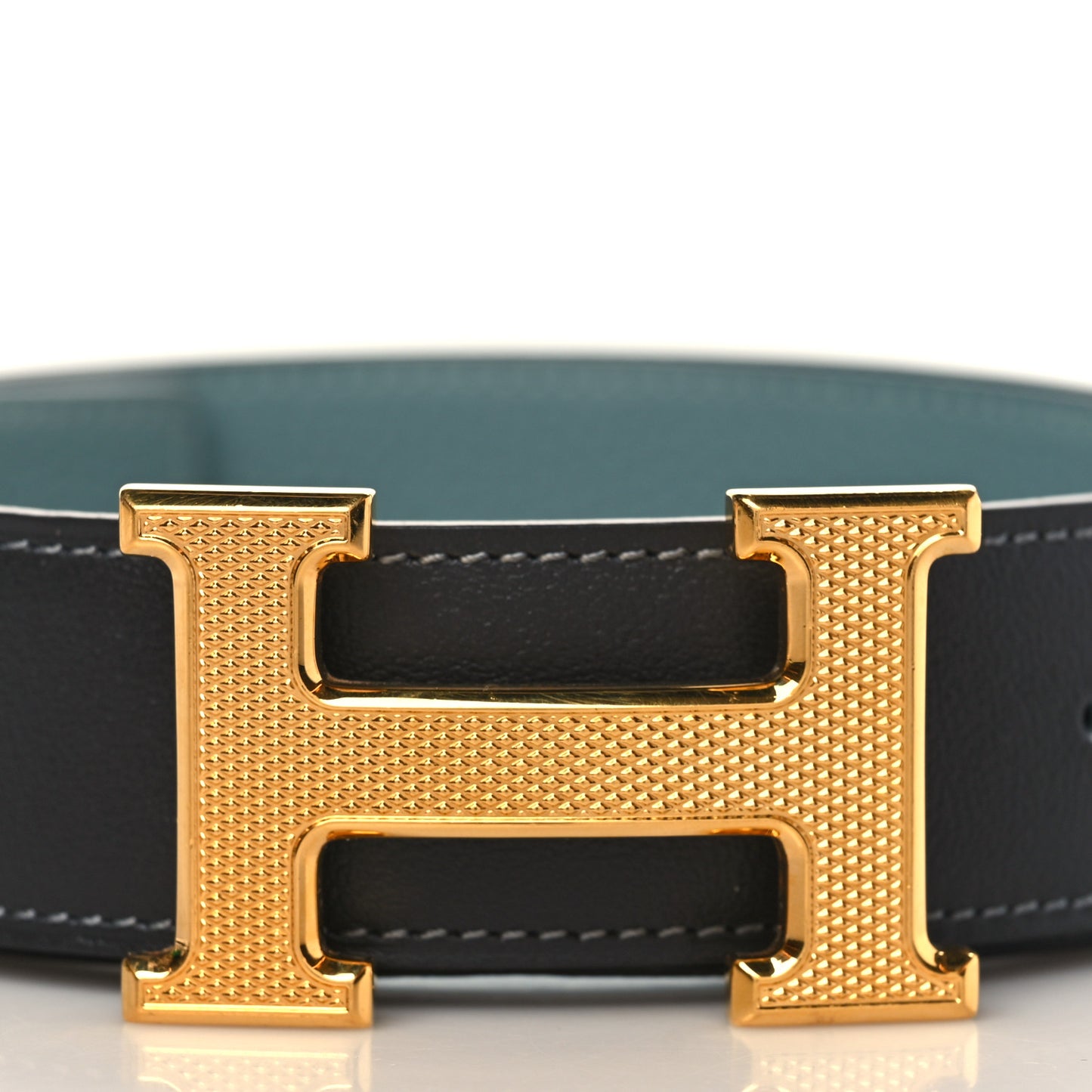 Box Togo 32mm Guillochee H Belt 95 Black Bleu Jean