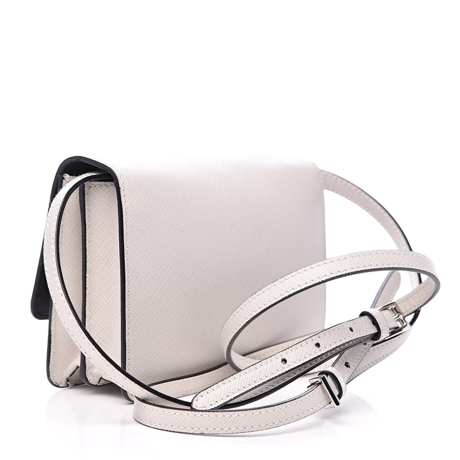 Prada Saffiano Lux Flap Wallet With Strap Talco 3 of 13