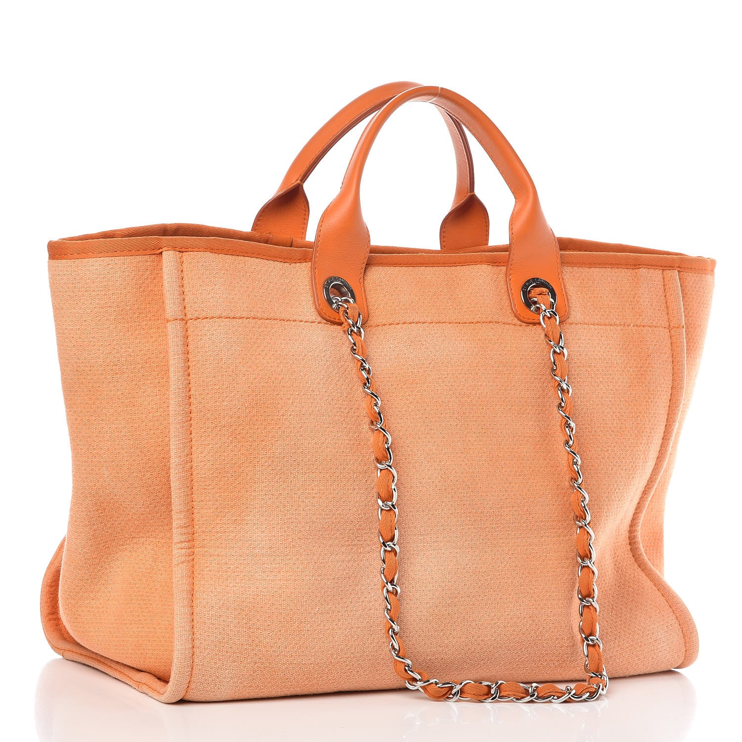 Chanel Canvas Large Deauville Tote Orange 4 of 13