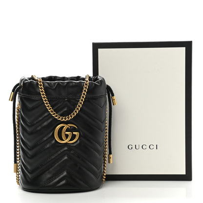 Gucci Calfskin Matelasse Mini GG Marmont 2.0 Bucket Bag Black 11 of 11