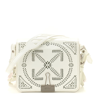 Off-White Calfskin Perforated Binder Flap Bag White 1 of 13