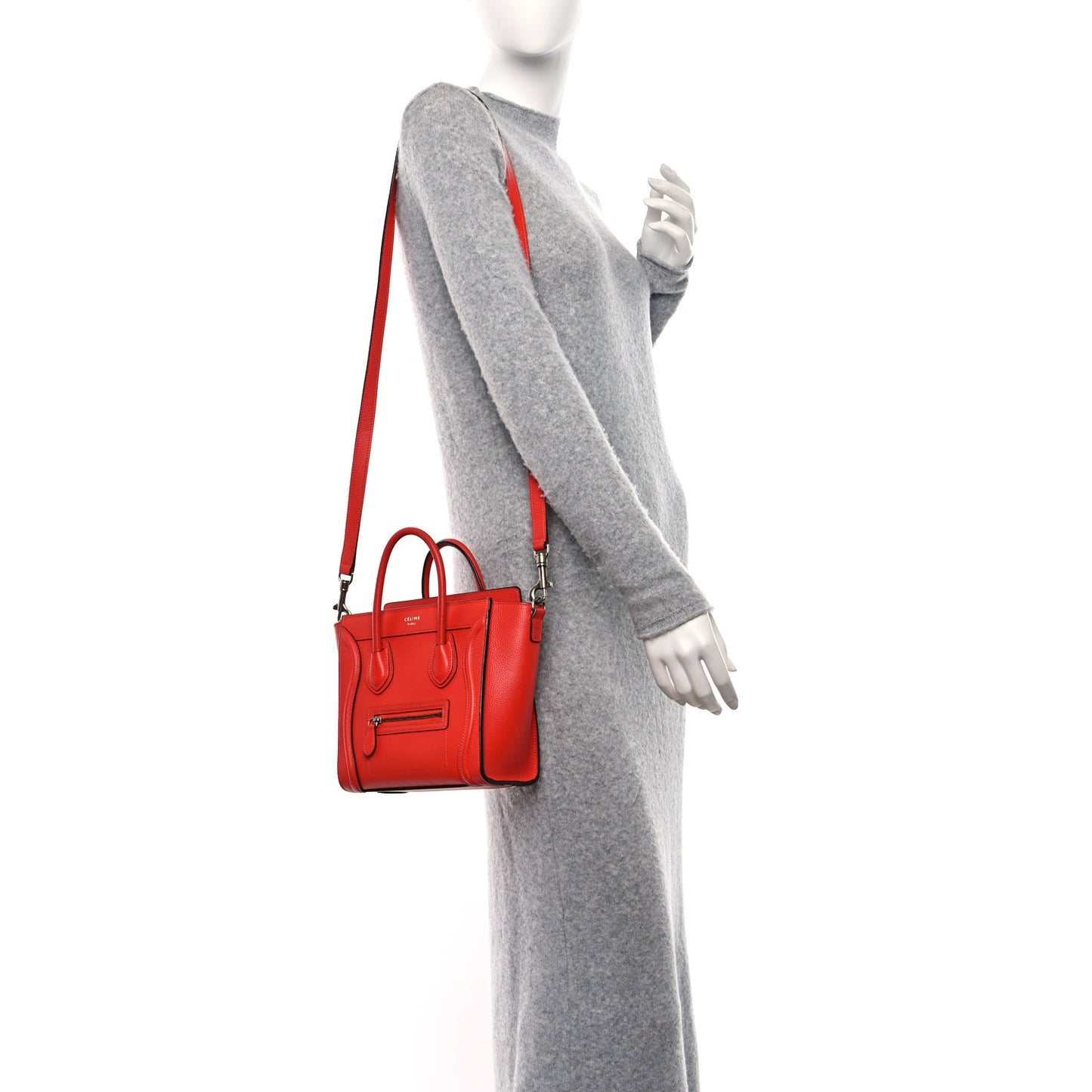 Drummed Calfskin Nano Luggage Vermillion