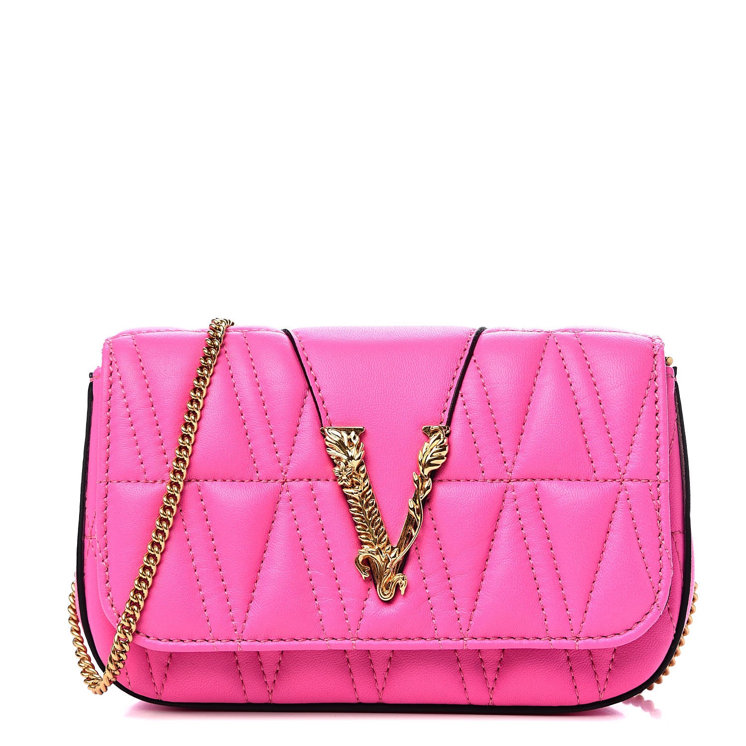 Versace Nappa Quilted Virtus Evening Bag Pink 1 of 9