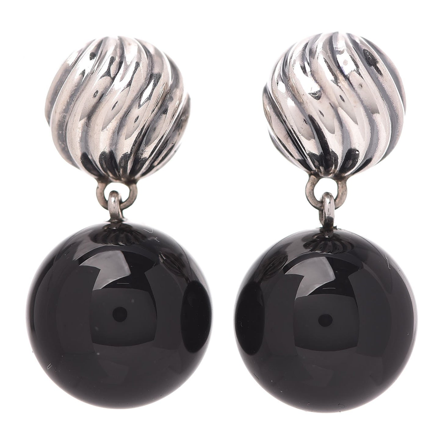 Sterling Silver Black Onyx 12mm Elements Drop Earrings