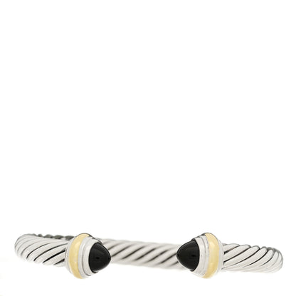David Yurman Sterling Silver 14K Yellow Gold Black Onyx 7mm Cable Classics Bracelet 1 of 3