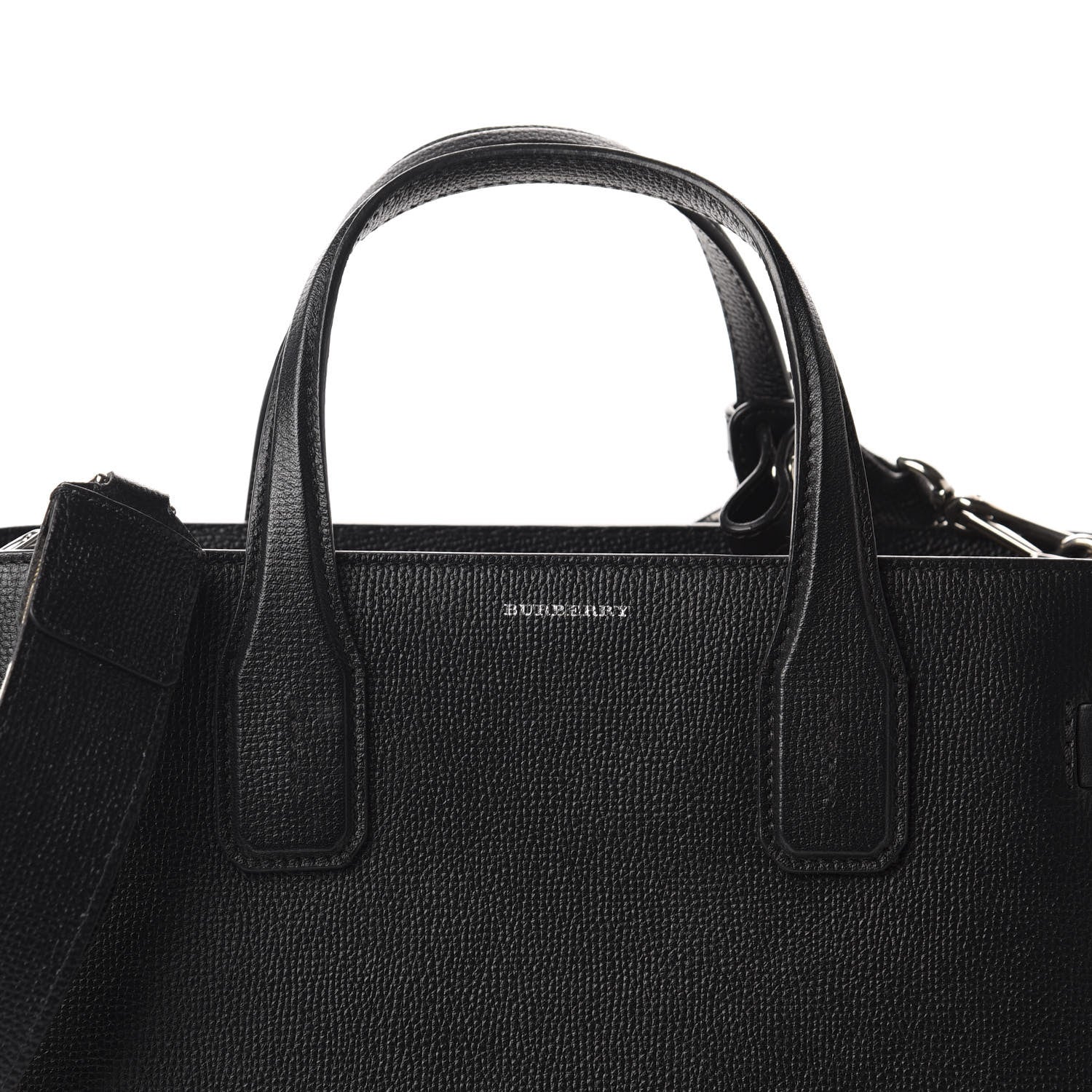 Burberry Derby Calfskin House Check Medium Banner Tote Black 10 of 10