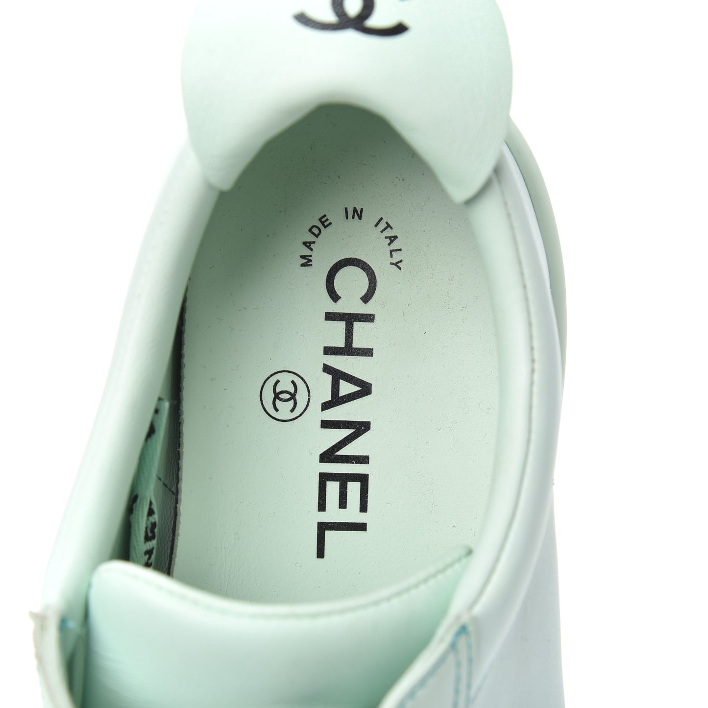 Calfskin CC Womens Weekender Lace Up Sneakers 38 Light Green