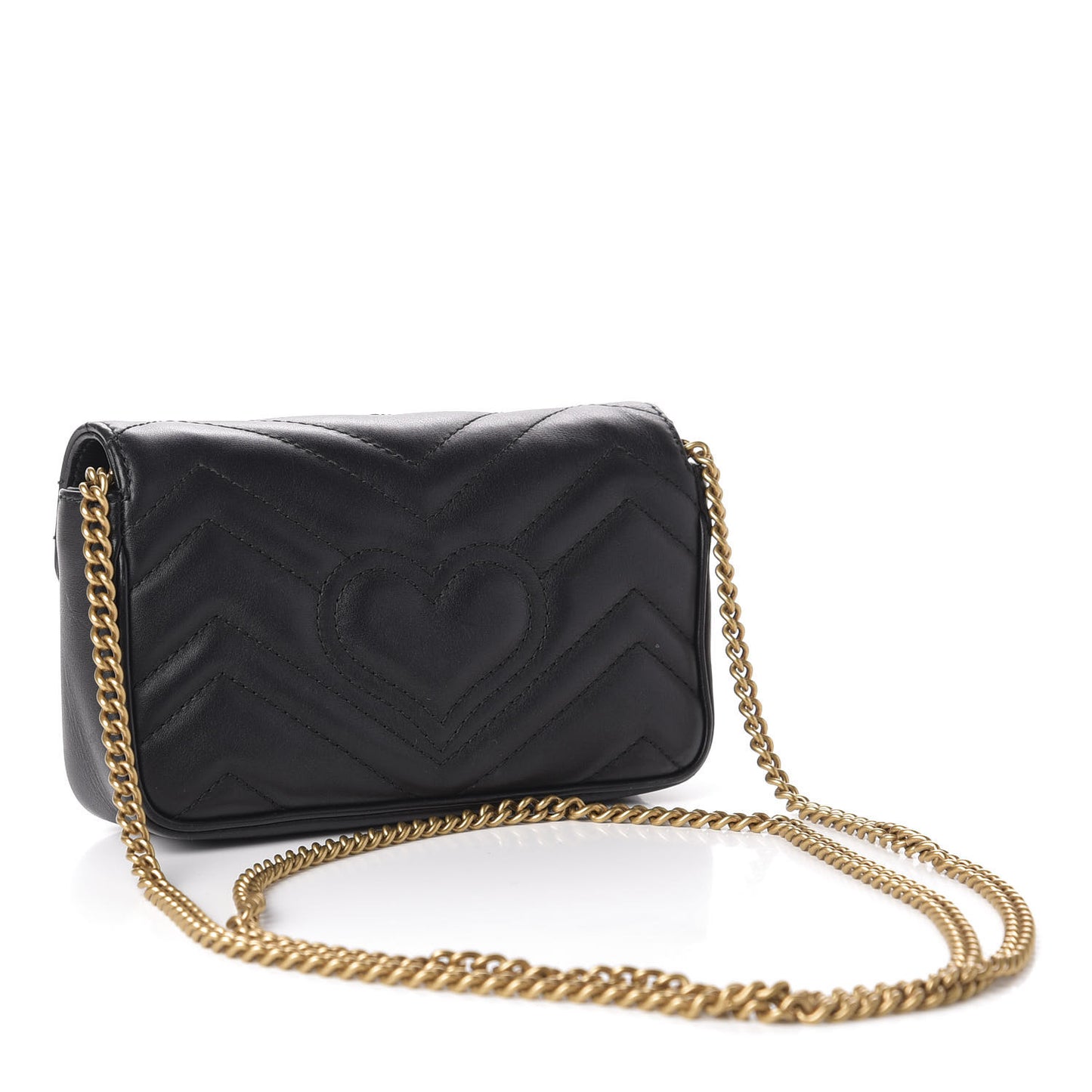Calfskin Matelasse Super Mini GG Marmont Shoulder Bag Black