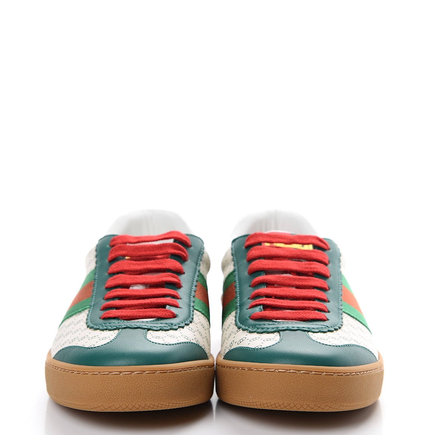Gucci X DAPPER DAN Calfskin Suede GG Micro Monogram G74 Sneakers 37.5 Emerald Mystic White 2 of 8